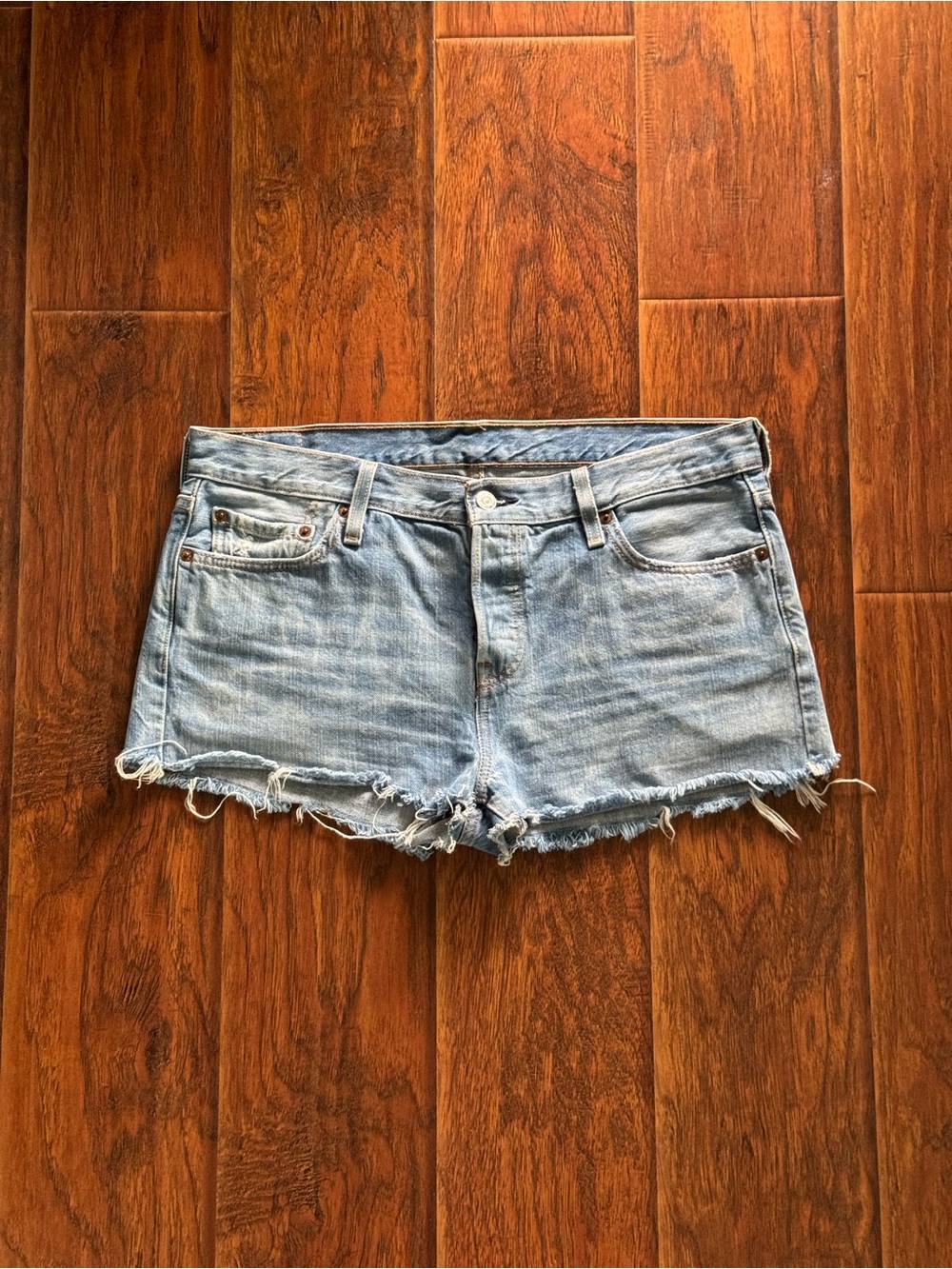 Levi's Light Blue Distressed Denim Cutoff Shorts